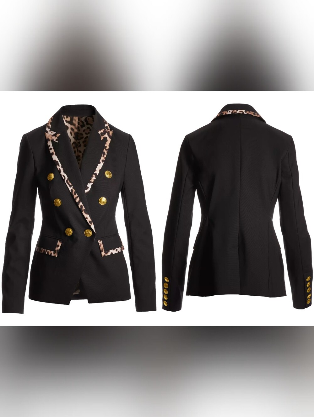 Boston Proper Exploded Cheetah Trim Modern Double Breasted Blazer - Picture 10 of 10